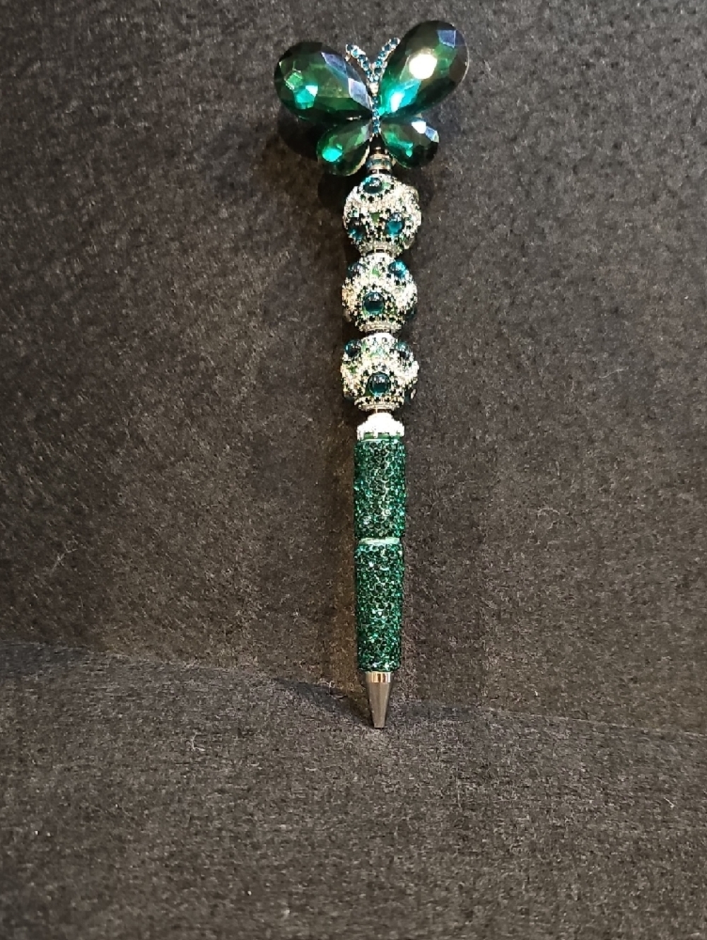 Emerald Butterfly Luxe Rhinestone  ✨💚 Statement Beaded Pen - Picture 7 of 7